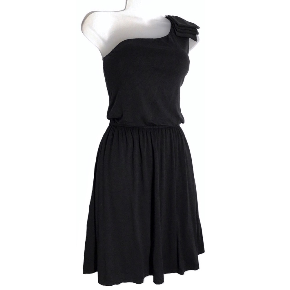 EXPRESS | One Shoulder Dress, Black Ruffles - S SP